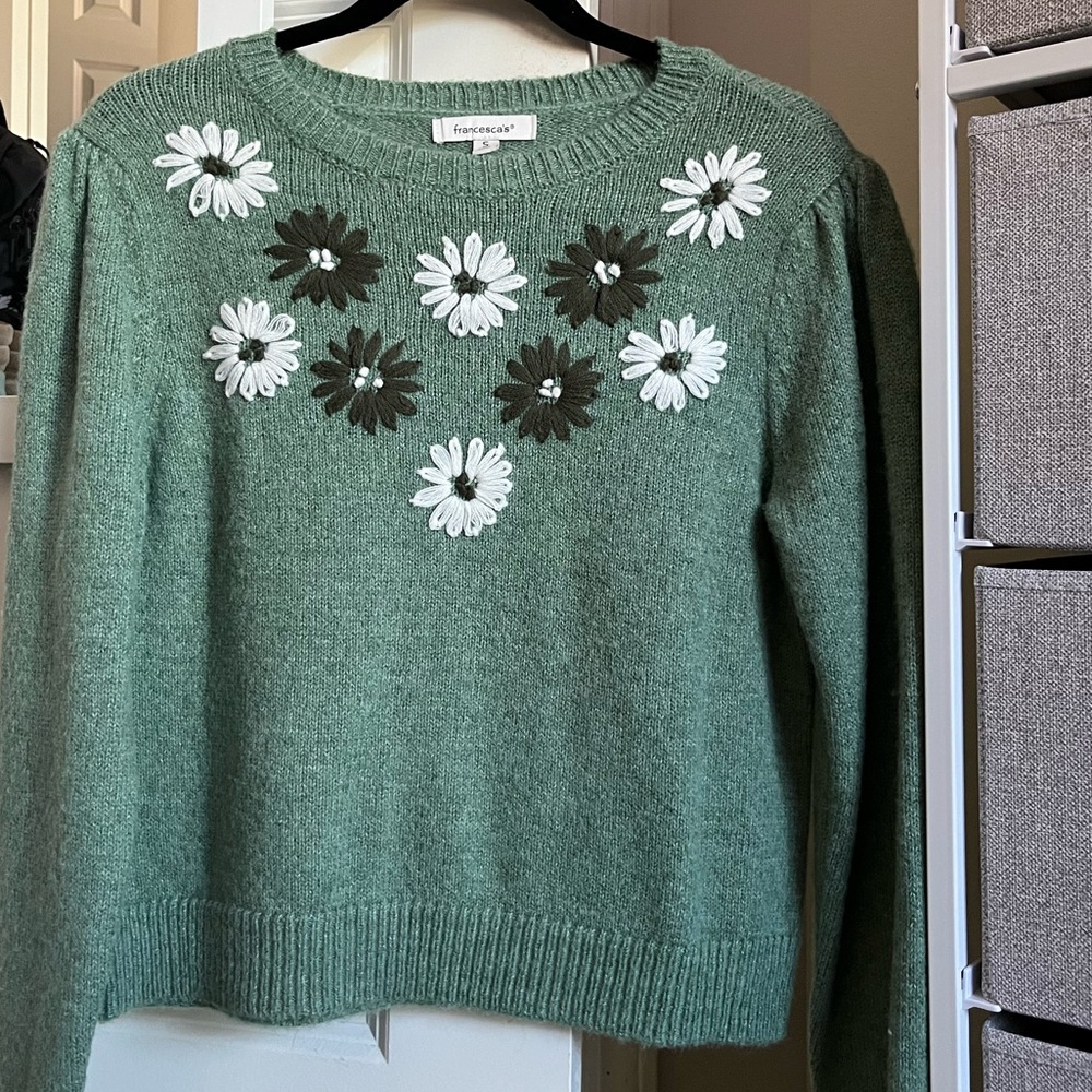 Francesca’s Green Floral Sweater